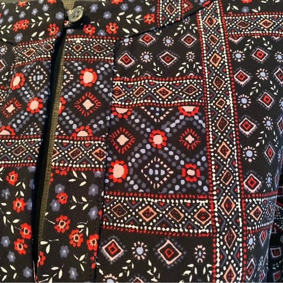 Loft Bohemian Black and Red Patterned dress with Tassels        size S - Picture 4 of 10